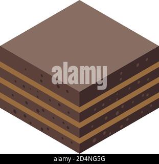 Chocolate cake icon, isometric style Stock Vector