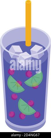 Iced mojito icon, isometric style Stock Vector