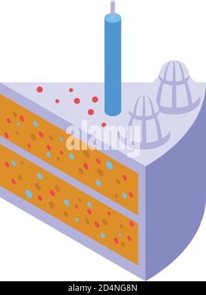 Sweet cake slice icon, isometric style Stock Vector