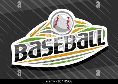 Vector logo for Baseball Sport, white modern emblem with illustration of flying ball in goal, unique lettering for black word baseball, sports sign wi Stock Vector