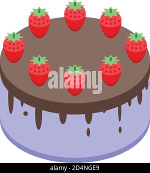 Strawberry cake icon, isometric style Stock Vector