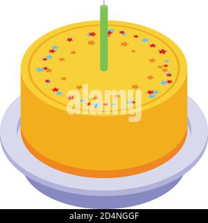 Fruit cake icon, isometric style Stock Vector
