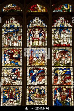 UK, England, Yorkshire, York Minster, East End medieval Great East Window, scenes from Old Testament Stock Photo