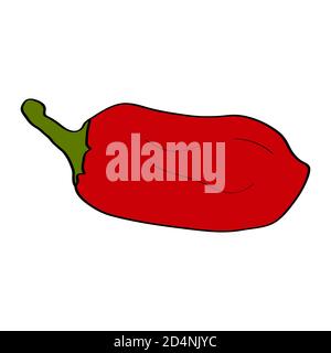 Pepper. Hand drawn doodle icon. Colorful vector illustration isolated on white background. Decoration for greeting cards, posters, patches, prints for Stock Vector