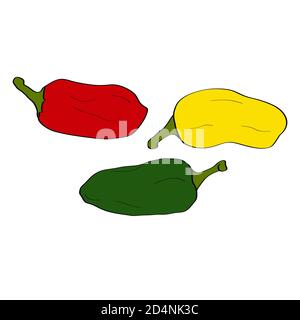 Pepper. Hand drawn doodle icon. Colorful vector illustration isolated on white background. Decoration for greeting cards, posters, patches, prints for Stock Vector