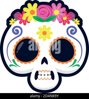 Traditional Mexican Skull Head Flat Style Icon Vector Illustration Design Stock Vector Image Art Alamy