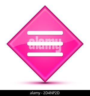 Hamburger menu bar icon isolated on luxurious wavy pink diamond button abstract illustration Stock Photo