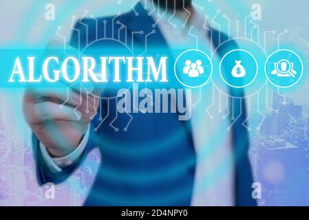Text sign showing Algorithm. Business photo showcasing procedure for solving a problem or accomplishing tasks etc. System administrator control, gear Stock Photo