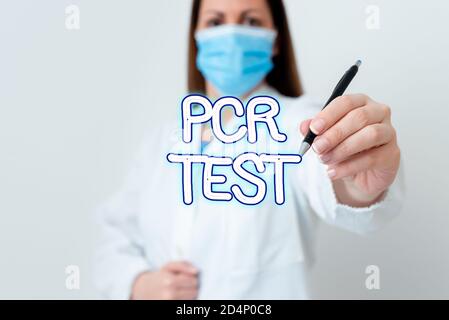 Conceptual hand writing showing Pcr Test. Concept meaning qualitative detection of viral genome ...