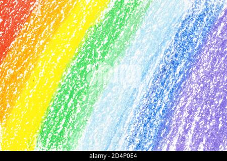 Rainbow crayon strokes, may be used as background.  Colorful hand drawn texture Stock Photo