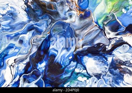 Acrylic paint pouring. Hand drawn colorful abctract background Stock Photo