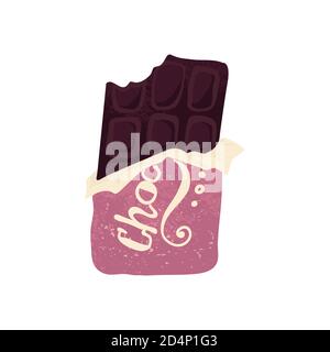 Piece of chocolate bar in cartoon flat style. Vector clip art  isolation on a white background. Chocolate desserts symbol stock vector illustration. Stock Vector