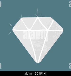 Diamond Vector Icon Illustration. Jewelry brilliant Isolated. Vector Flat Cartoon Style for Web, Banner, Stickers, Background Stock Vector