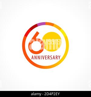 60 years old logotype. Abstract coloured abstract template medal. Greetings celebrates. Celebrating  isolated numbers 60 anniversary, symbol of age. Stock Vector