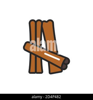Rolled sticks of cinnamon color line icon. Vector illustration Stock Vector
