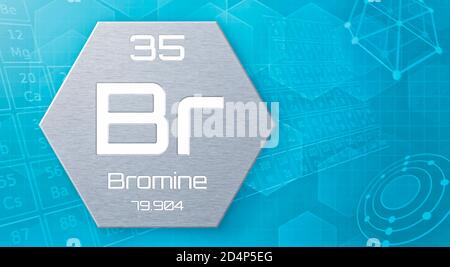 Chemical element of the periodic table - Bromine Stock Photo