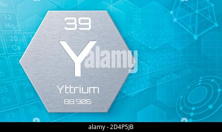 Chemical element of the periodic table - Yttrium Stock Photo