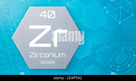 Chemical element of the periodic table - Zirconium Stock Photo