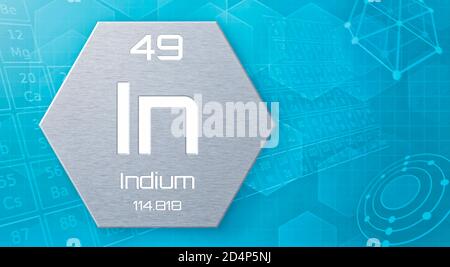 Chemical element of the periodic table - Indium Stock Photo