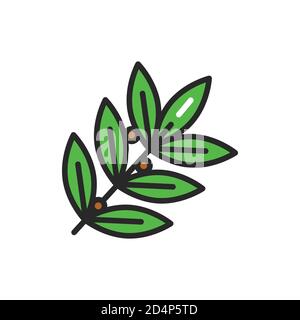 Bay leaf color line icon. Spices product. Vector illustration Stock Vector