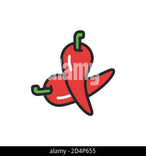 Chilli red pepper color line icon. Paprika. Vector illustration Stock Vector