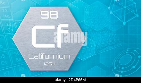 Chemical element of the periodic table - Californium Stock Photo