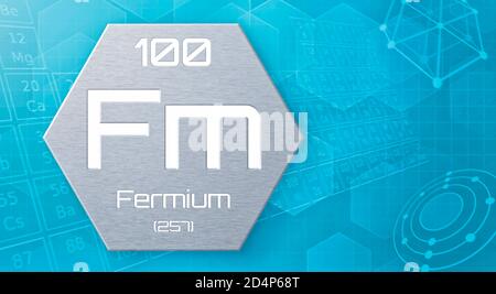 Chemical element of the periodic table - Fermium Stock Photo