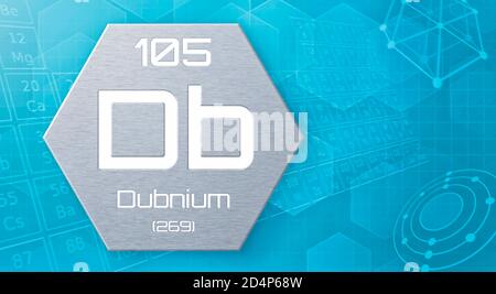 Chemical element of the periodic table - Dubnium Stock Photo