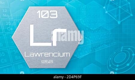 Chemical element of the periodic table - Lawrencium Stock Photo