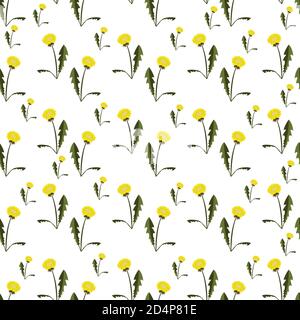 Seamless pattern with dandelions on simple background. Flat design. Vector Illustration Stock Vector
