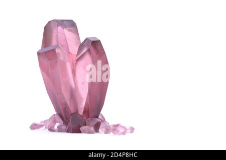Pink rock crystals isolated on a white background Stock Photo
