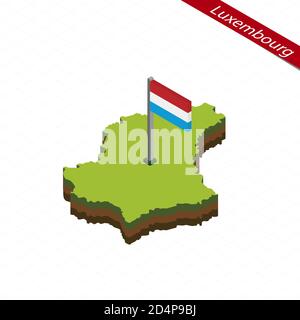 Isometric map and flag of Luxembourg. 3D isometric shape of Luxembourg. Vector Illustration. Stock Vector