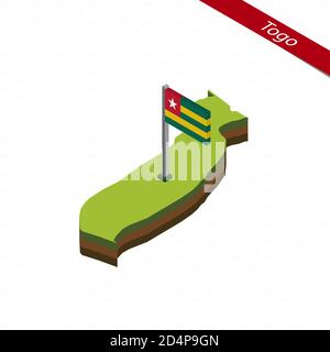 Isometric map and flag of Togo. 3D isometric shape of Togo. Vector Illustration. Stock Vector