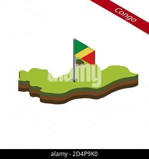 3d isometric map of Congo isolated with shadow. Paper card style vector ...
