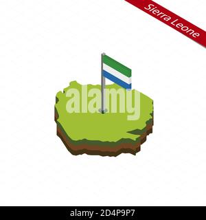 3d isometric Map of Sierra Leone with national flag. Vector ...