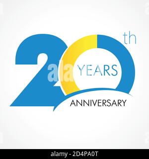 20 th anniversary numbers. 20 years old logotype. Simple congrats. Isolated abstract graphic web design template. Creative digits. Up to 20%, -20% Stock Vector