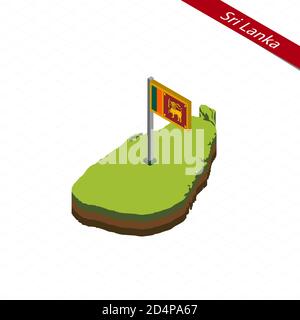 Isometric map and flag of Sri Lanka. 3D isometric shape of Sri Lanka. Vector Illustration. Stock Vector