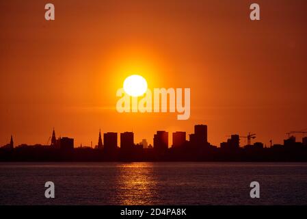 evening city scape of capital of danmark copenhagen Stock Photo