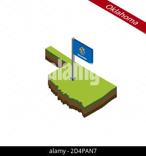 3d isometric Map of Oklahoma is a state of United States with national ...