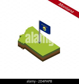 montana state Isometric map and USA national flag 3D isometric shape of ...