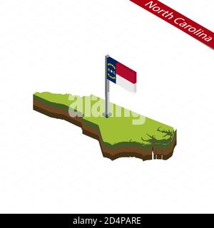 3d isometric Map of North Carolina is a state of United States with ...