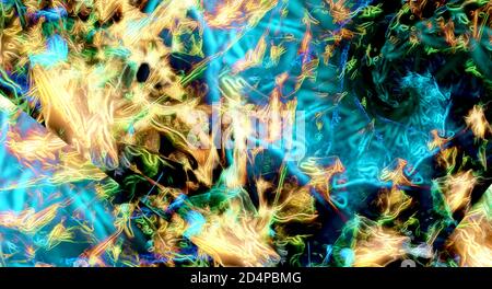 Light effects. Neon glow. Festive decoration. Abstract blurred background. Glowing texture. Shining pattern. Stock Photo