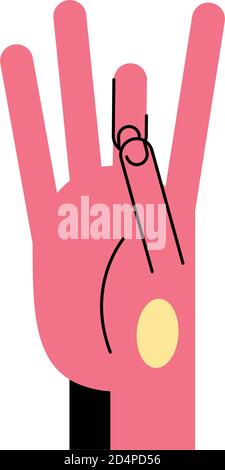 eight hand sign language line and fill style icon vector design Stock ...