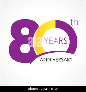 80 th anniversary numbers. 80 years old logotype. Simple congrats. Isolated abstract graphic web design template. Creative digits. Up to 80%, -80% Stock Vector