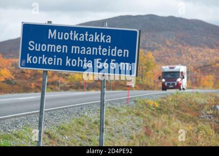 Highest point of Finnish roads Muotkatakka, Enontekiö, Lapland, Finland  Stock Photo - Alamy