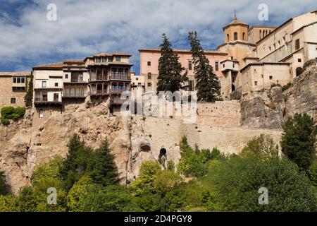 Hanging Houses and Cathedral of Cuenca, Spain. Stock Photo