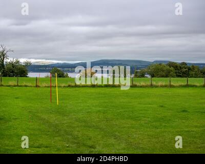 Bo'ness, Scotland, UK. 7th September 2020: Training equipment on a grass pitch. Stock Photo