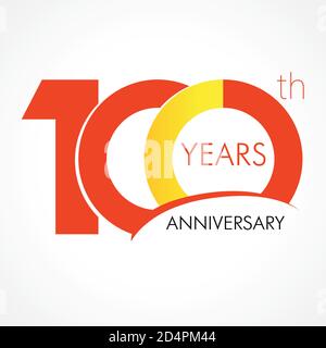 100 th anniversary numbers. 100 years old logotype. Simple congrats. Isolated abstract graphic web design template. Creative digits. 100% percent Stock Vector