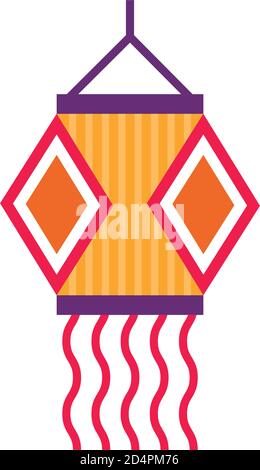 diwali lamp hanging decoration flat style icon vector illustration design Stock Vector