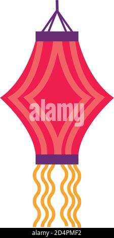 diwali paper lamp hanging flat style icon vector illustration design Stock Vector
